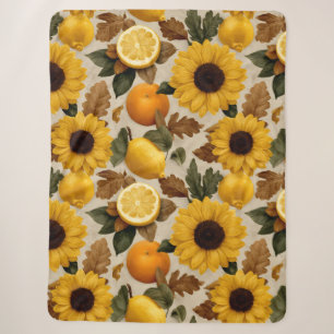 Cobertor Sherpa Horário do outono de Sunflower e Citrus