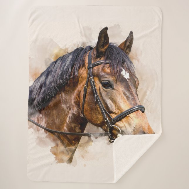 Cobertor Sherpa Horse Head Sherpa Blanket (Frente)