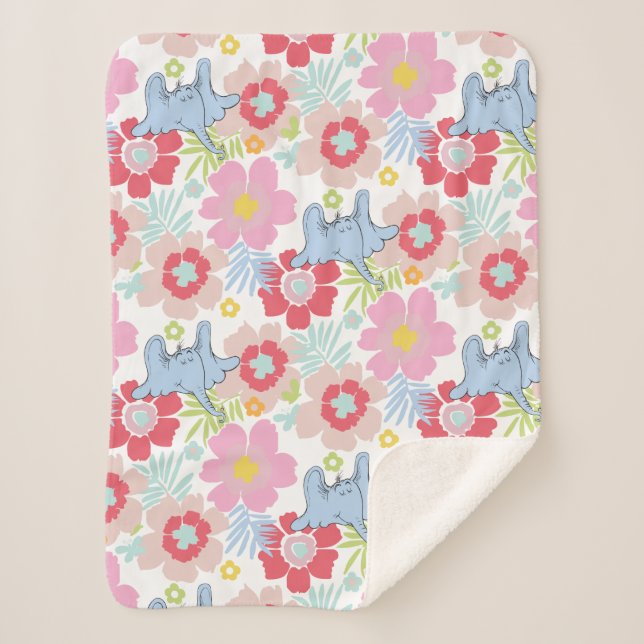Cobertor Sherpa Horton Hears A Who | Padrão de Flor de Pastel (Frente)