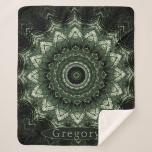 Cobertor Sherpa Hosta Mandala Verde Escuro Personalizado