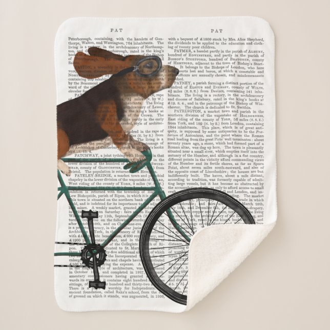 Cobertor Sherpa Hound Basset na Bicicleta (Frente)