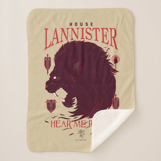 Cobertor Sherpa House Lannister - Hear Me Roar (Frente)