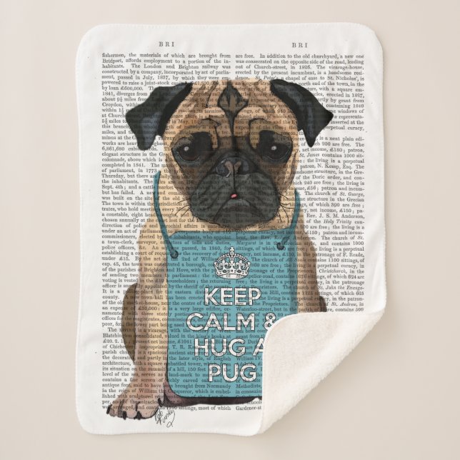 Cobertor Sherpa Hug a Pug (Frente)
