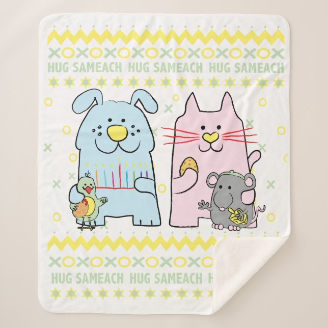 Cobertor Sherpa Hug Sameach Sherpa Hanukkah Blanket/Médio (Frente)