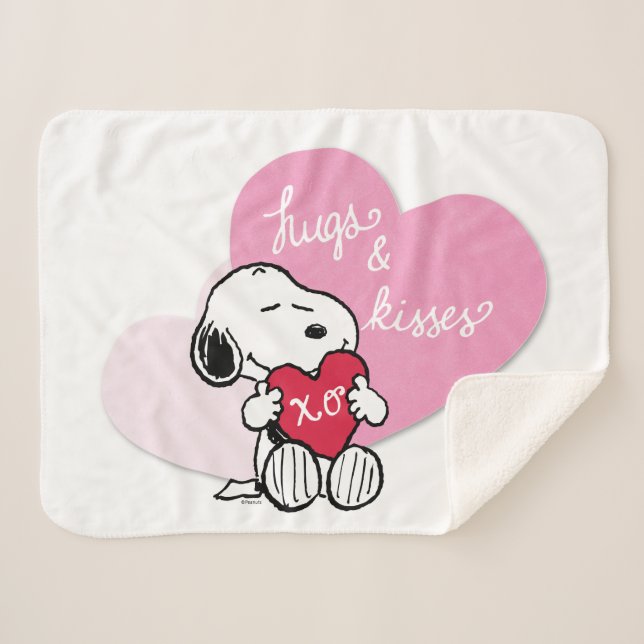 Cobertor Sherpa Hugs & Kisses de Snoopy (Frente (Horizontal))