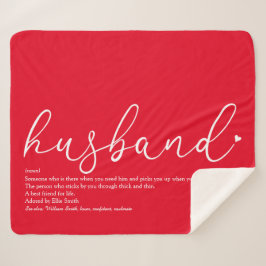 Cobertor Sherpa Husband Love Heart Elegant Script Definition Red