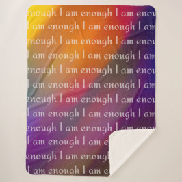 Cobertor Sherpa I Am Enough Rainbow Affirmation Pattern Design