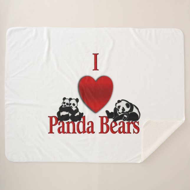 Cobertor Sherpa I Heart Panda Bears (Frente (Horizontal))