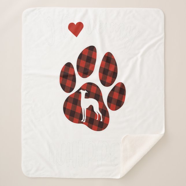 Cobertor Sherpa I Love My Whippet Valentine Dog Lover (Frente)