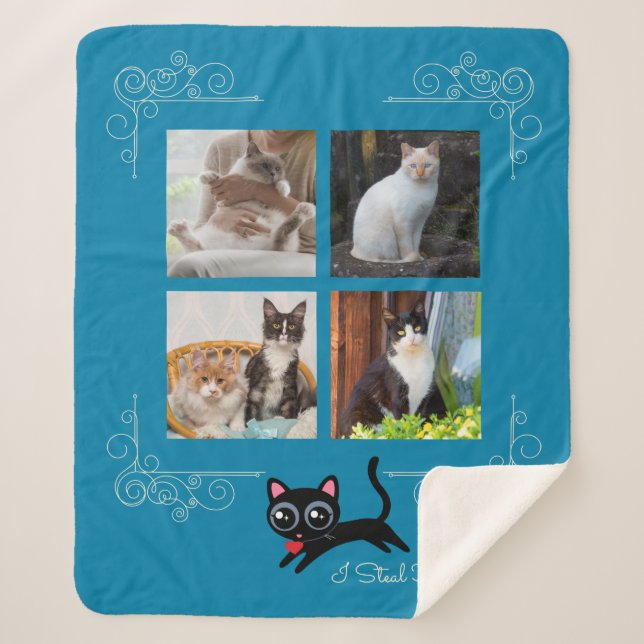 Cobertor Sherpa I Roubar Foto Personalizada De Corações (Frente)