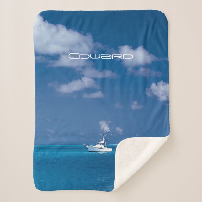 Cobertor Sherpa Iate ao Azul (Frente)