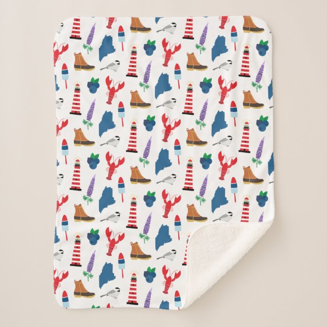 Cobertor Sherpa Ícones Maine (Frente)