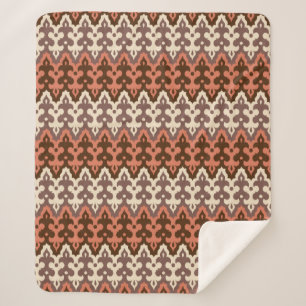Cobertor Sherpa Ikat Damask, Brown, Cream Taupe & Rust marroquino