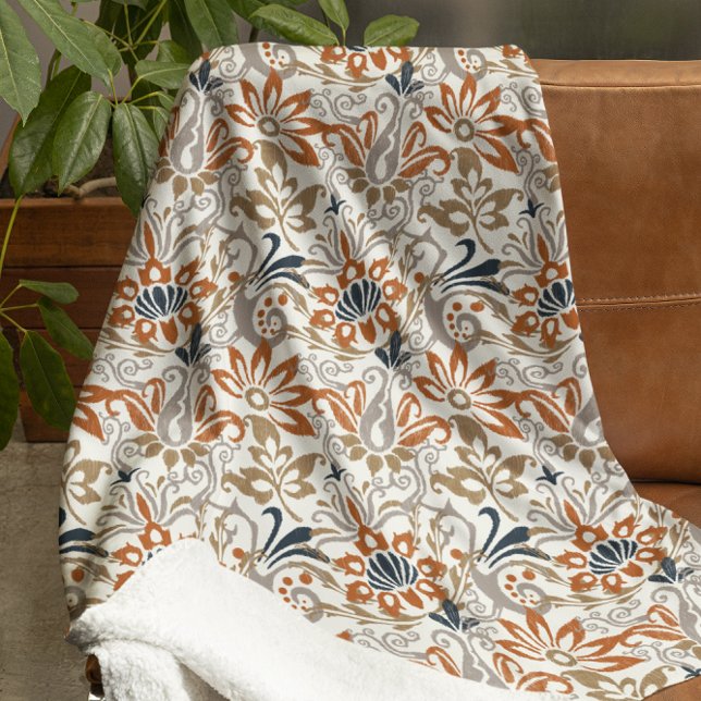 Cobertor Sherpa Ikat Floral Paisley Seamless Pattern (Ikat Floral Paisley Seamless Pattern Sherpa Blanket)