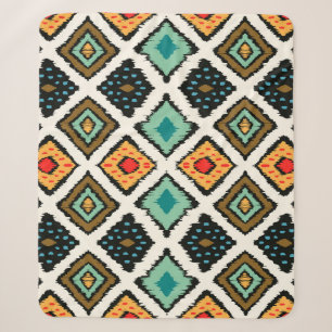 Cobertor Sherpa Ikat geométrico, textura tribal folclórica.