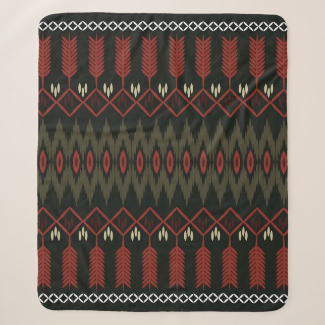 Cobertor Sherpa ikat Pattern. Encaminhamento geométrico sem costur (Frente)