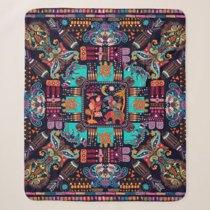 Cobertor Sherpa Ilustração colorida com animais decorativos e