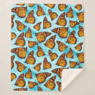 Cobertor Sherpa Ilustração da Borboleta Monarch em Nuvens