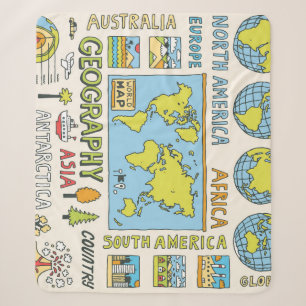 Cobertor Sherpa Ilustração da Geografia da Vintagem Desenhada à Mã