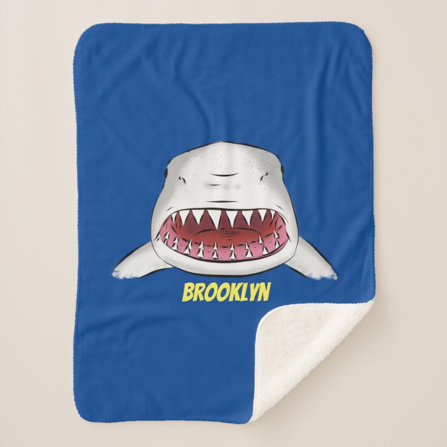 Cobertor Sherpa ilustração da média dos desenhos animados de tubar (Frente)