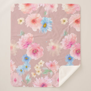 Cobertor Sherpa Ilustração de aquarela das flores. Flutuação de ág