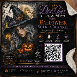 Cobertor Sherpa Ilustração de Bruxa de Halloween Gótico