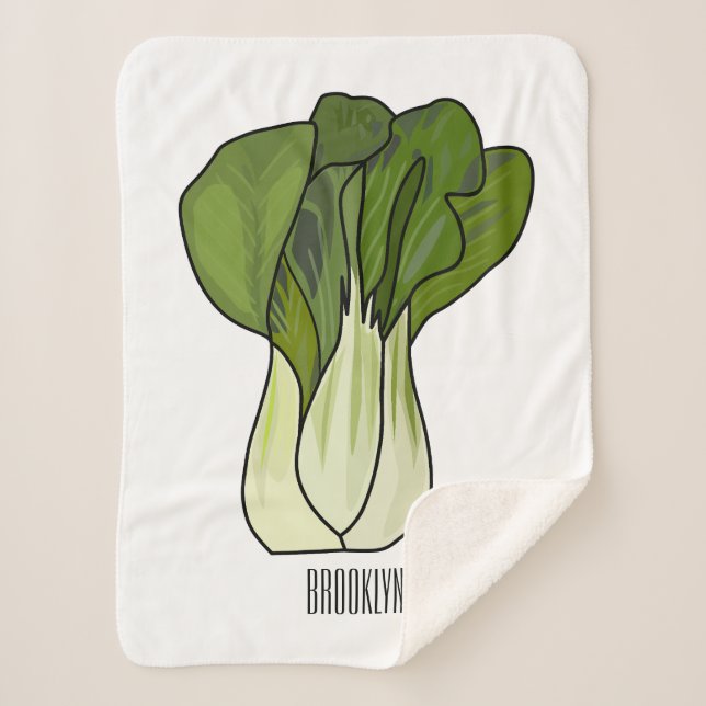 Cobertor Sherpa Ilustração de desenho animado Bok choy (Frente)