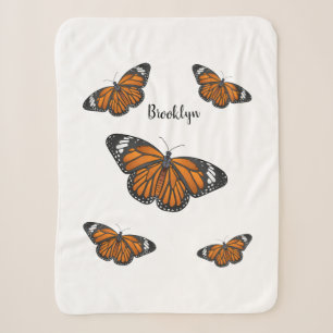 Cobertor Sherpa Ilustração de desenho animado da borboleta monarca