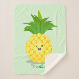Cobertor Sherpa Ilustração de desenho animado de abacaxi