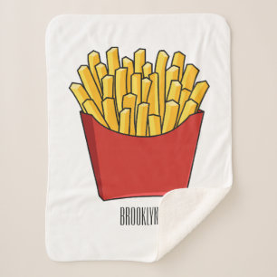 Cobertor Sherpa ilustração de desenho animado de batatas fritas