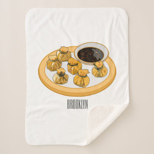 Cobertor Sherpa Ilustração de desenho animado de camarão tailandês