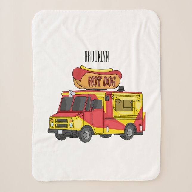 Cobertor Sherpa Ilustração de desenho animado de caminhão com comi (Frente)