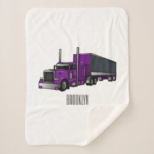 Cobertor Sherpa Ilustração de desenho animado de caminhão semirreb