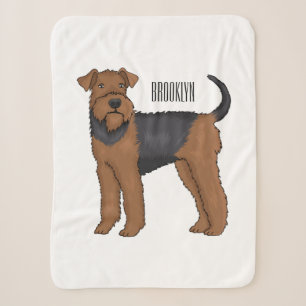 Cobertor Sherpa Ilustração de desenho animado de cão Airedale terr
