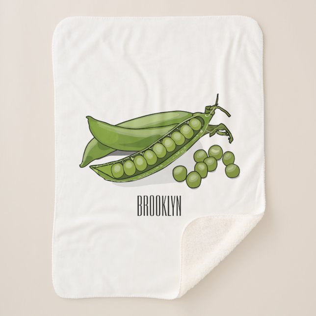 Cobertor Sherpa Ilustração de desenho animado de ervilha (Frente)