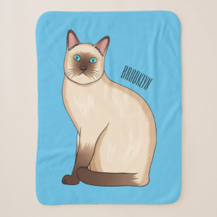 Cobertor Sherpa Ilustração de desenho animado de gato siamês