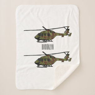 Cobertor Sherpa Ilustração de desenho animado de helicóptero do ex