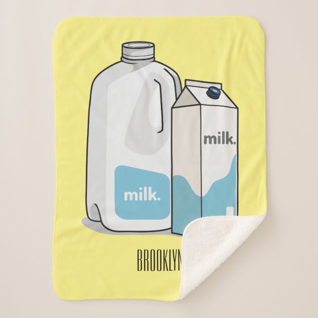 Cobertor Sherpa Ilustração de desenho animado de leite (Frente)