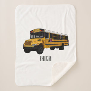 Cobertor Sherpa Ilustração de desenho animado de ônibus escolar