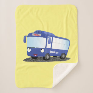 Cobertor Sherpa Ilustração de desenho animado de ônibus moderno az