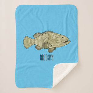 Cobertor Sherpa Ilustração de desenho animado de peixe-grua