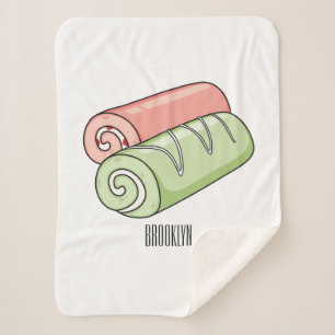 Cobertor Sherpa Ilustração de desenho animado de rolo/rolo