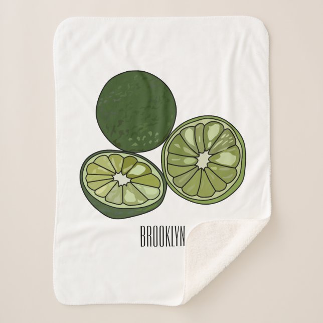Cobertor Sherpa Ilustração de desenho animado do limão Kaffir (Frente)