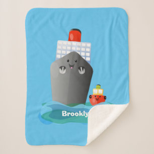 Cobertor Sherpa Ilustração de desenho animado do navio de linha do