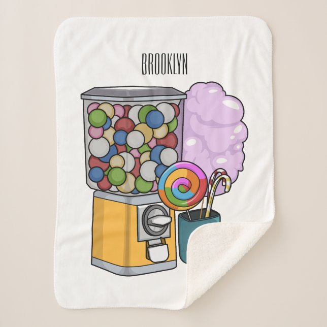 Cobertor Sherpa Ilustração de desenho animado doce (Frente)