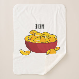 Cobertor Sherpa Ilustração de desenho animado em chip de batata