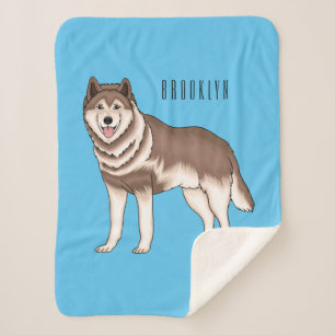 Cobertor Sherpa Ilustração de desenho animado siberiano husky
