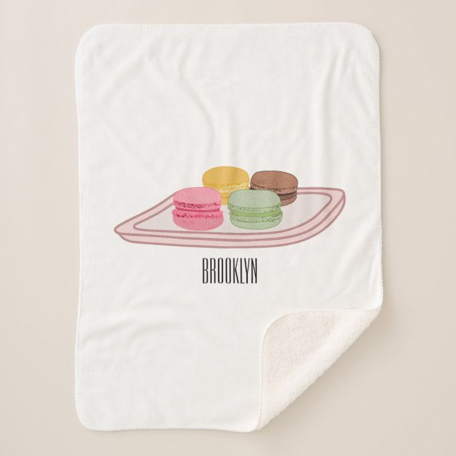 Cobertor Sherpa Ilustração de desenho de Macaron (Frente)