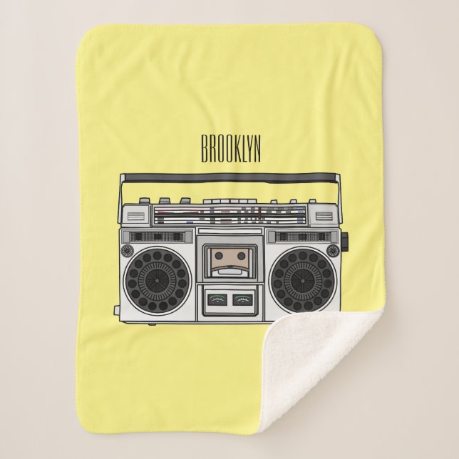 Cobertor Sherpa Ilustração de desenho de rádio (Frente)