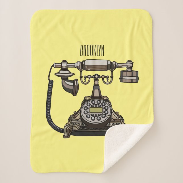 Cobertor Sherpa Ilustração de desenho telefônico (Frente)